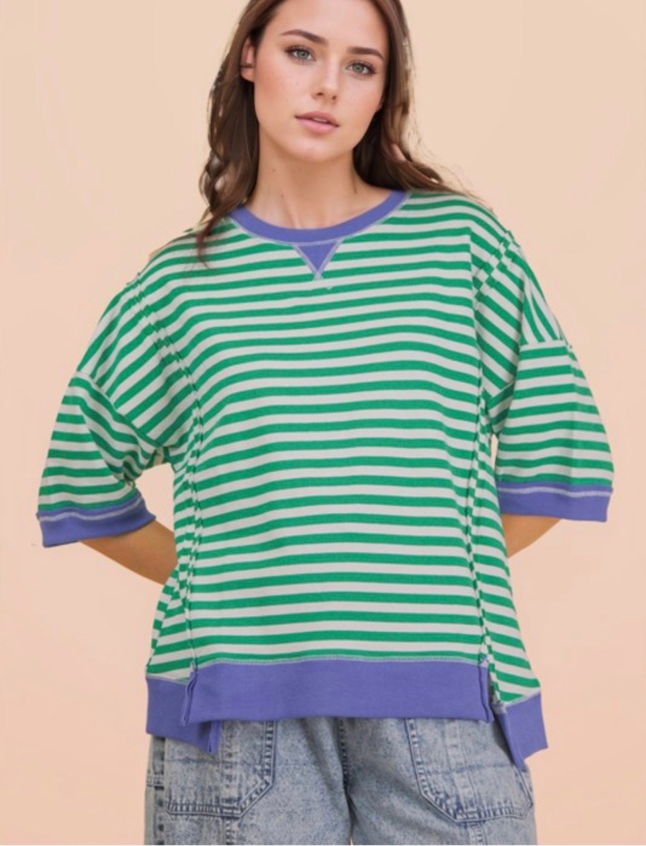 Oversized Stripe Casual Knit Top