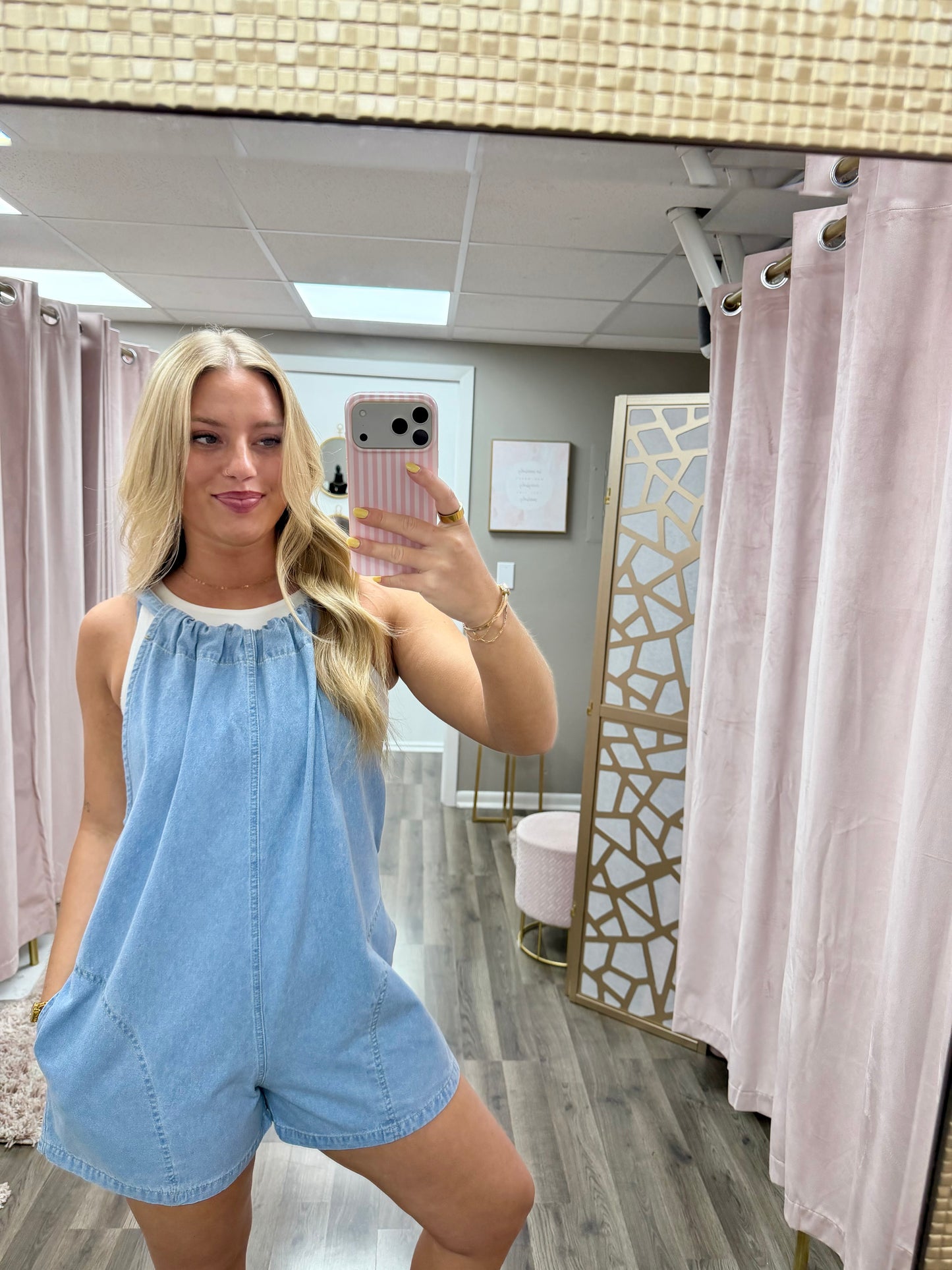 Woven Denim Romper