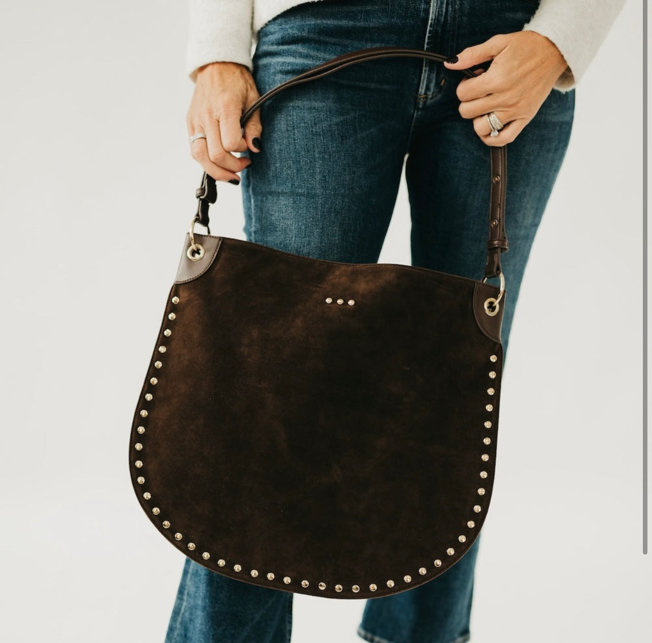 PS Rivet Suede Hobo Bag