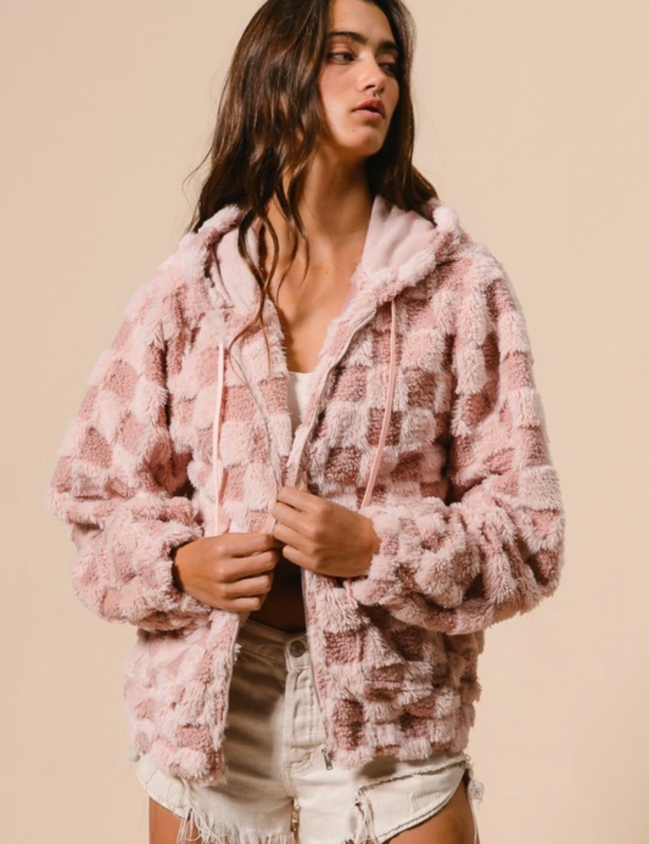 Cozy Sherpa Checker Zip Up