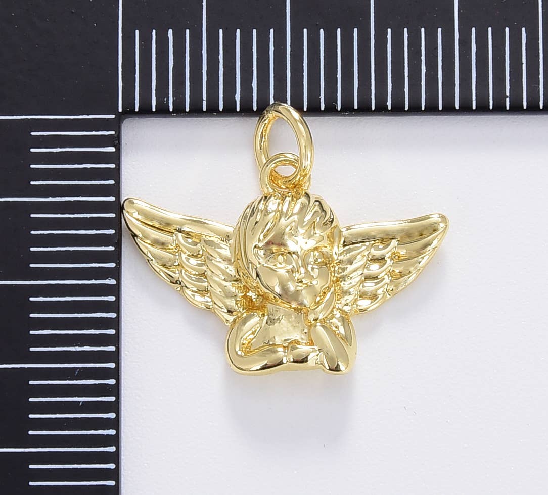 Gold Filled Guardian Angel Charm, Cupid Pendant, CP1680