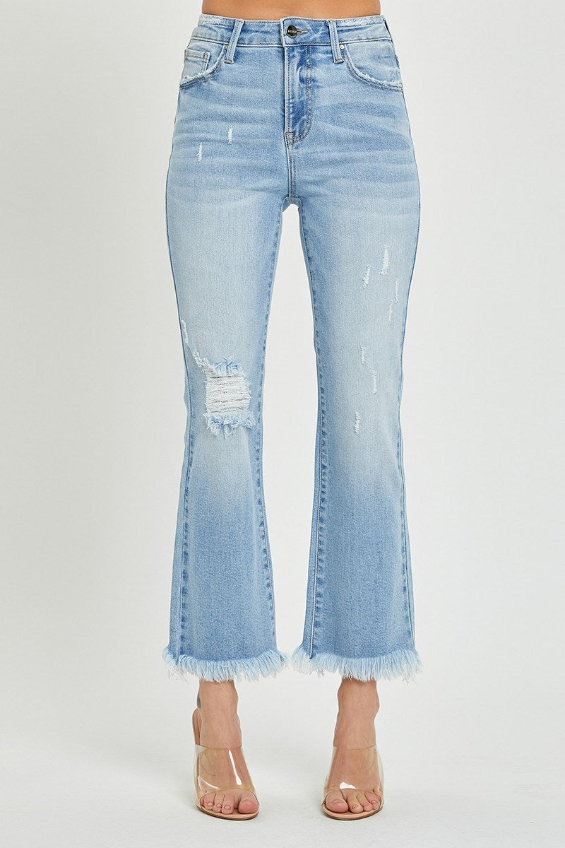 Risen Plus High Rise Bootcut Frayed Jean