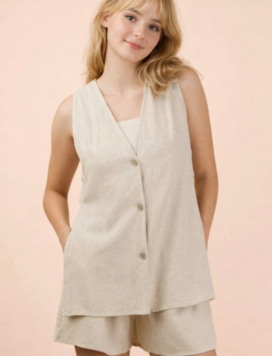 Linen Top & Short Set
