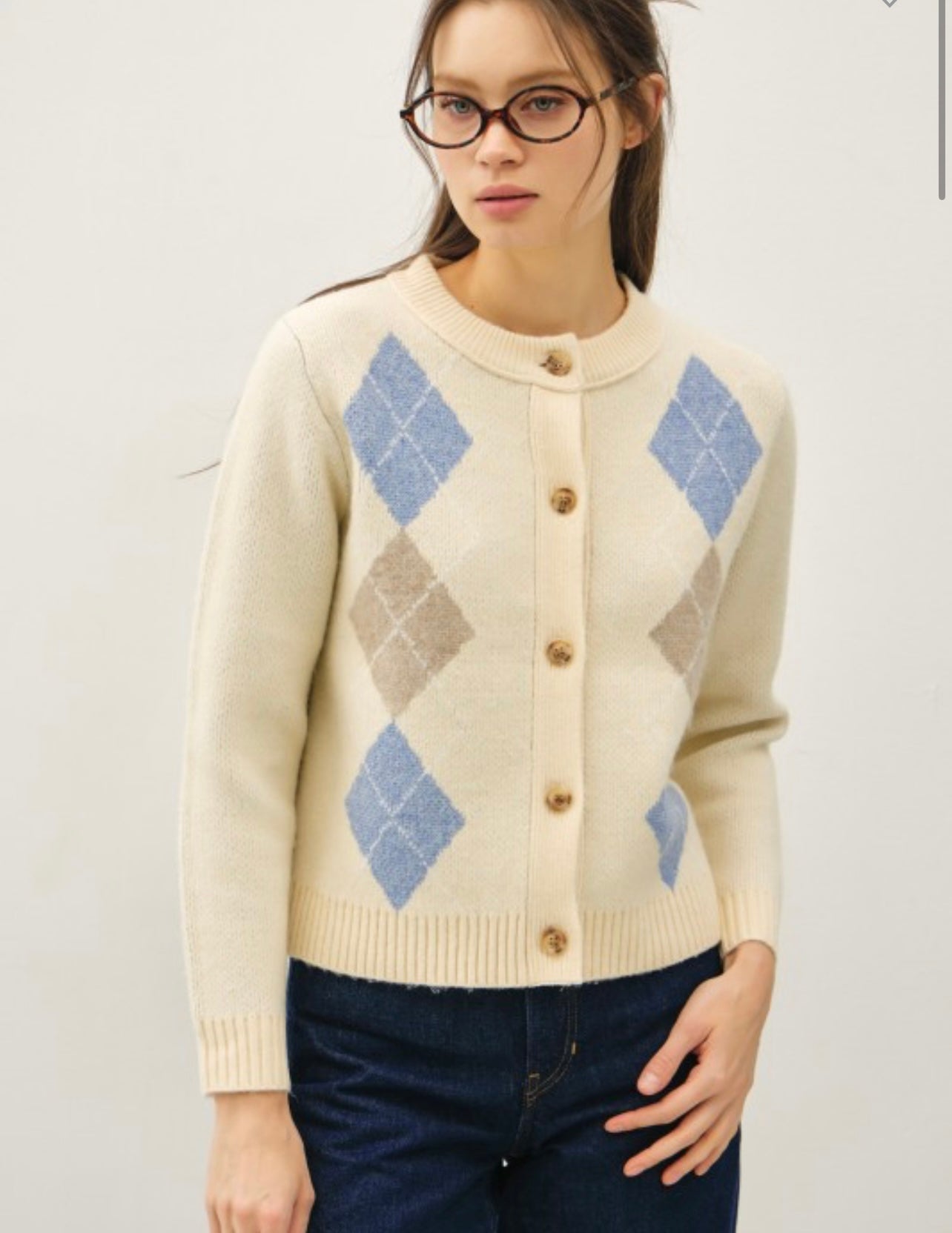 Round Neckline Sweater Cardigan