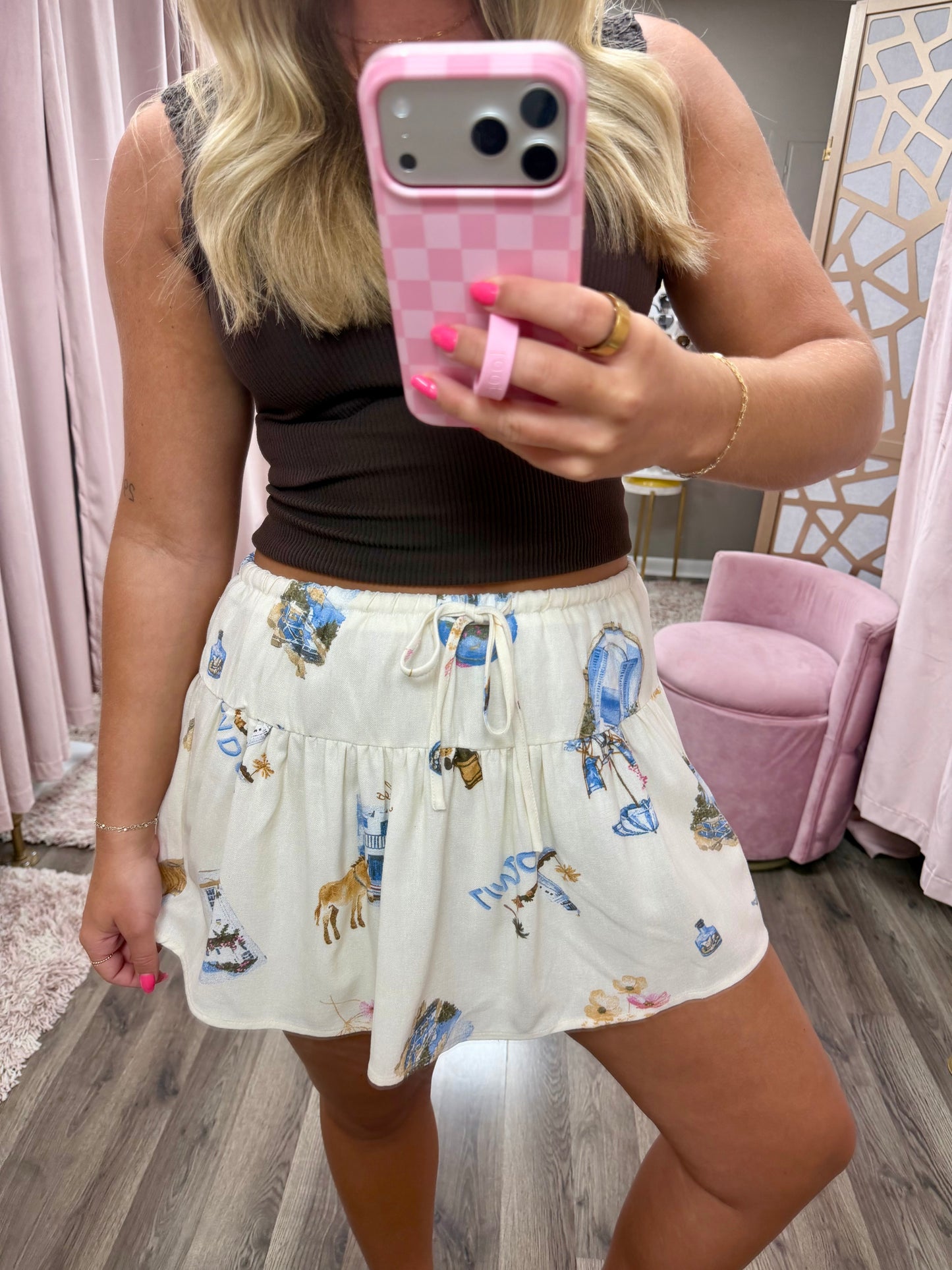 Lightweight Printed Mini Skirt