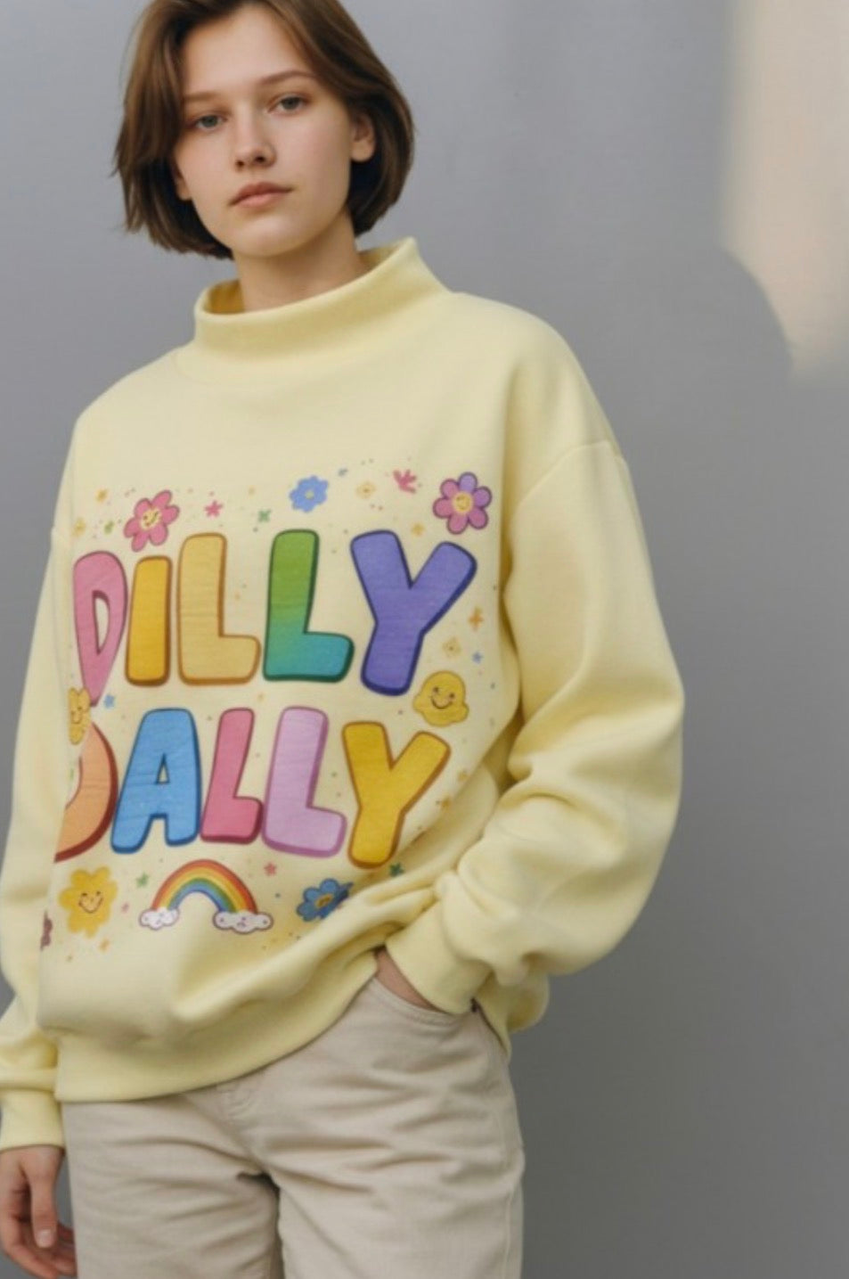 ‘Dilly Dally’ Reversible Mock Neck