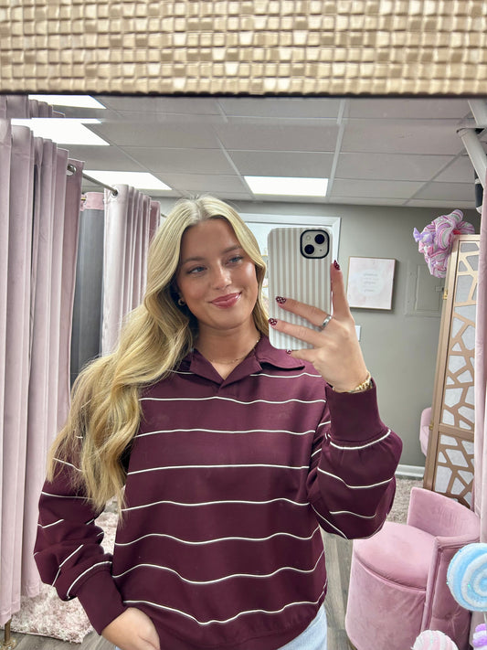 Modal Poly Stripe Polo Top