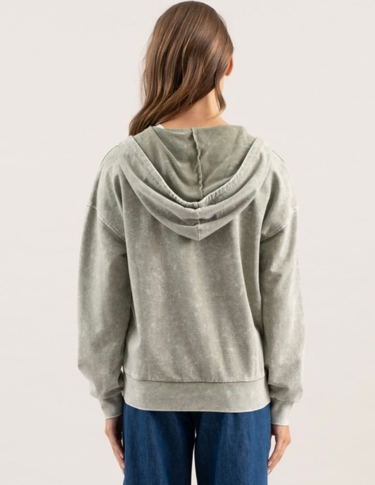 Washed Hooded Henley Top