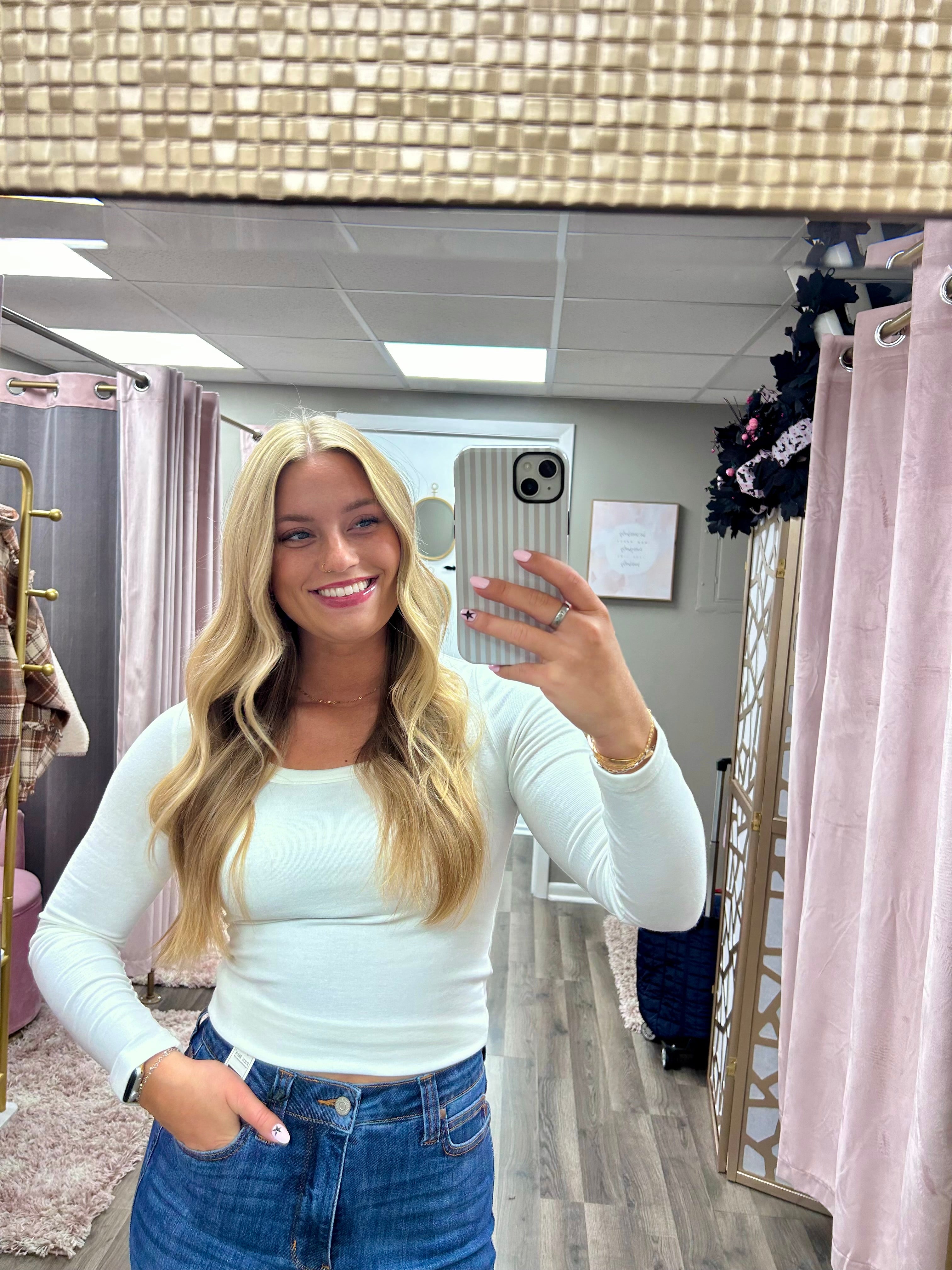 Long sleeve scoop neck top