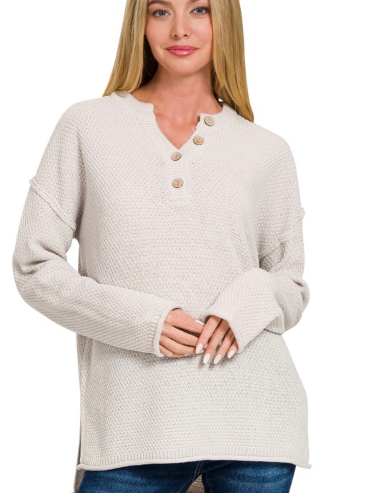 Four Button Henley Sweater