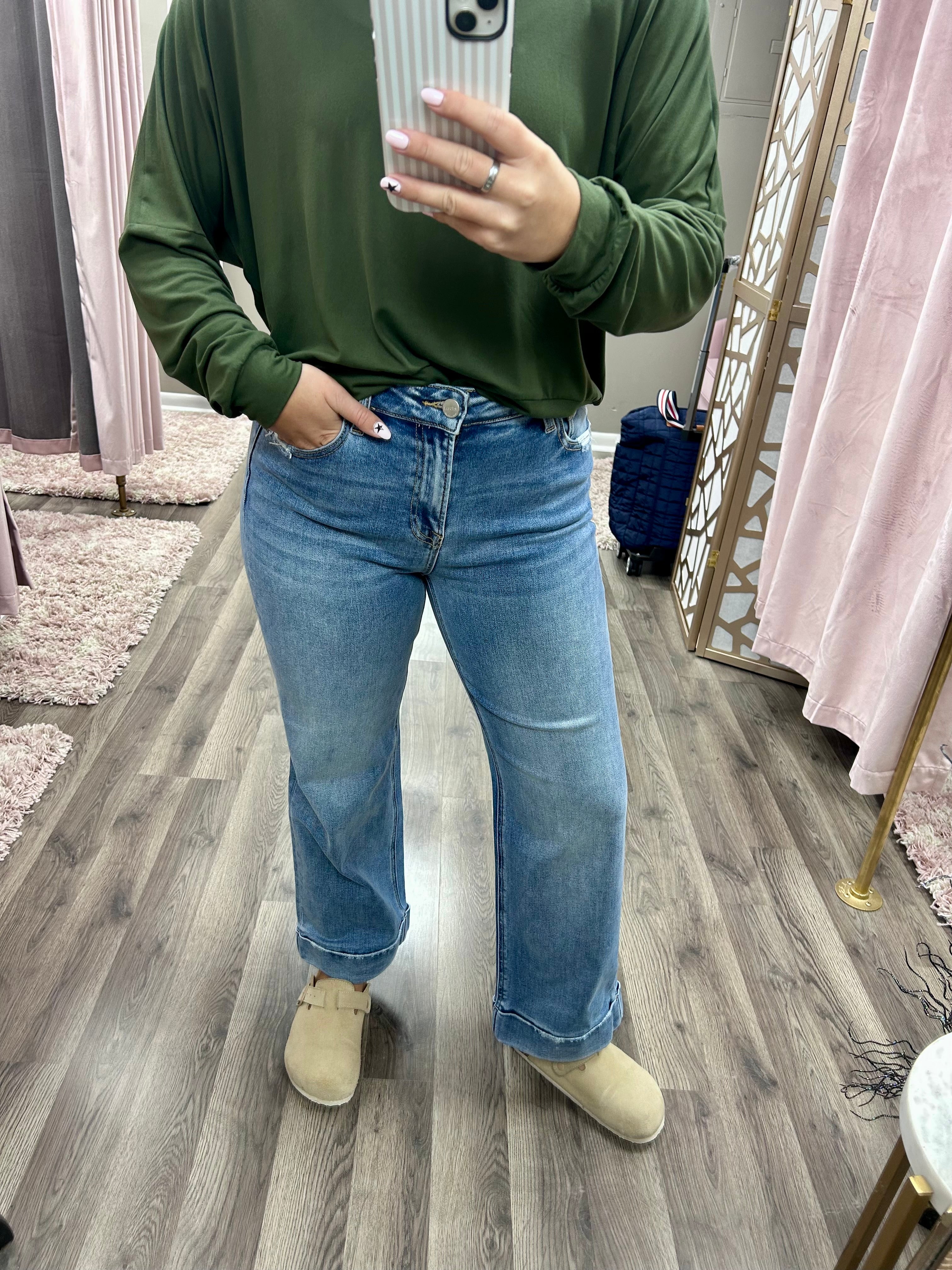 Risen Mid Rise Cuffed Straight Jean