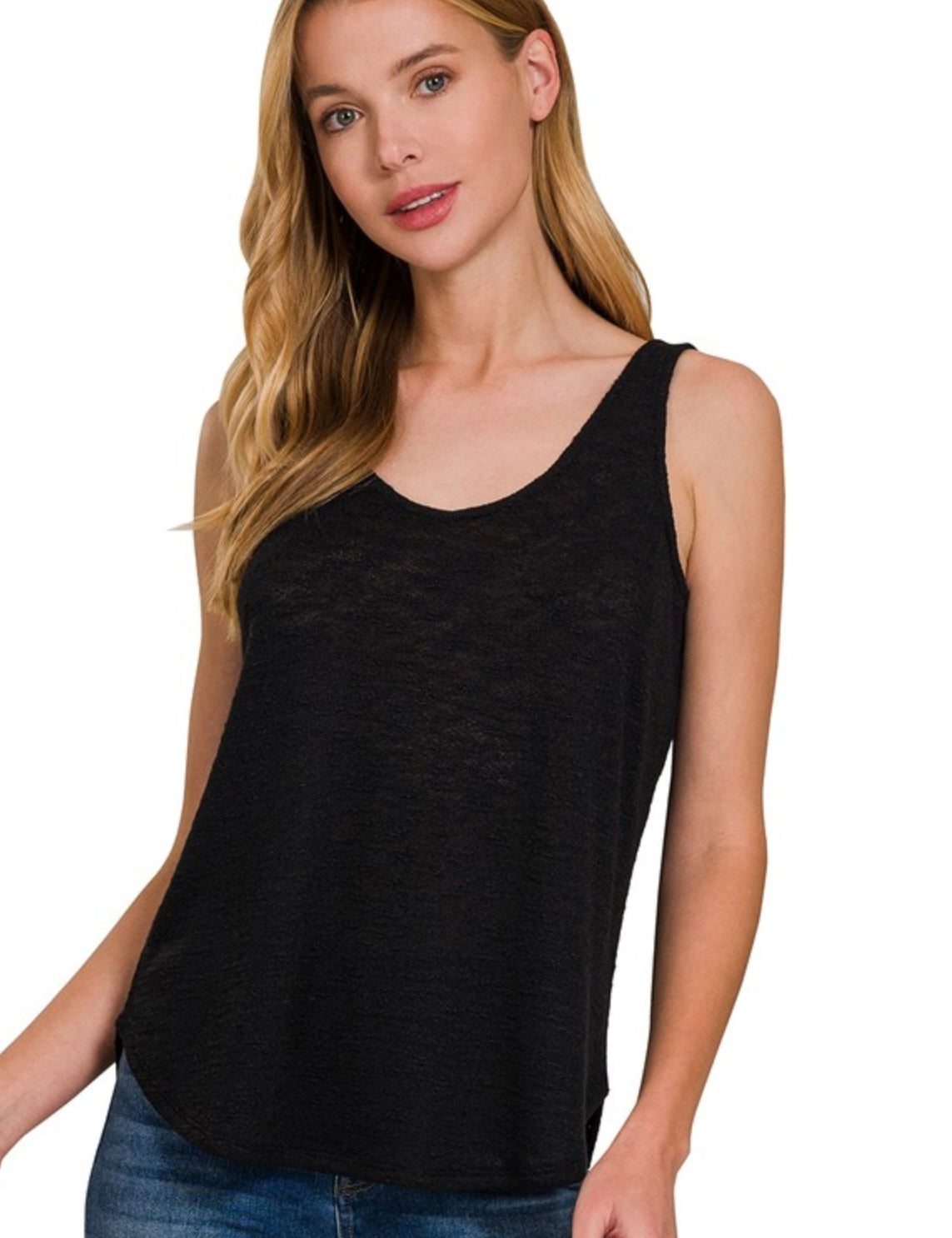 Sleeveless Double Scoop Tank