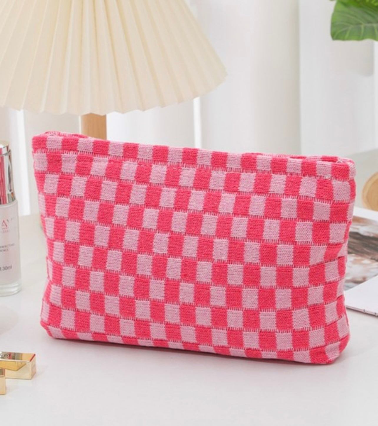 Checkered Cosmetic Pouch