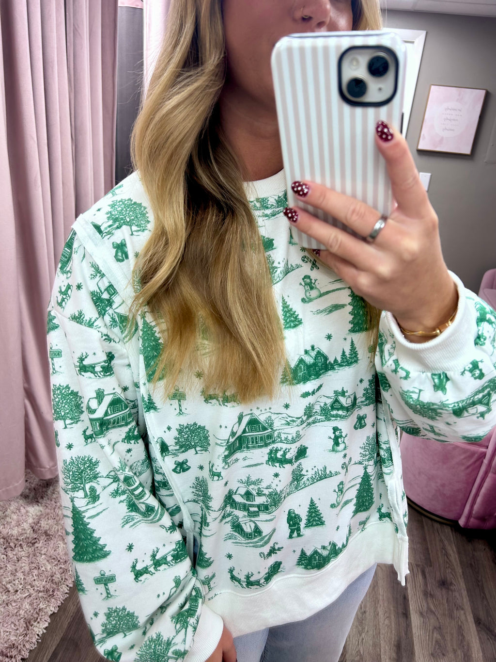 Holiday Printed Oversized Top