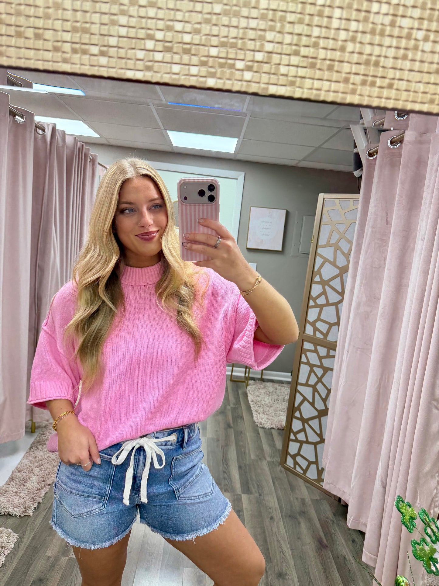 Oversized Short Sleeve Crew Sweater