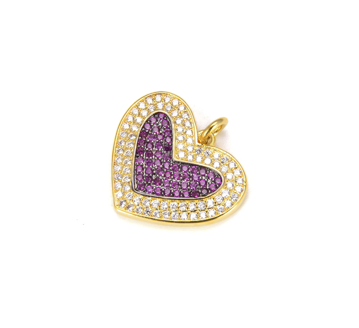 Gold Filled Heart Charm Pendant CZ Micro Pave, CP650