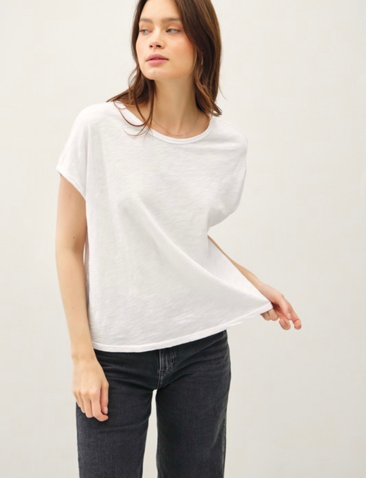 Classic Boxy Capped Sleeve Top