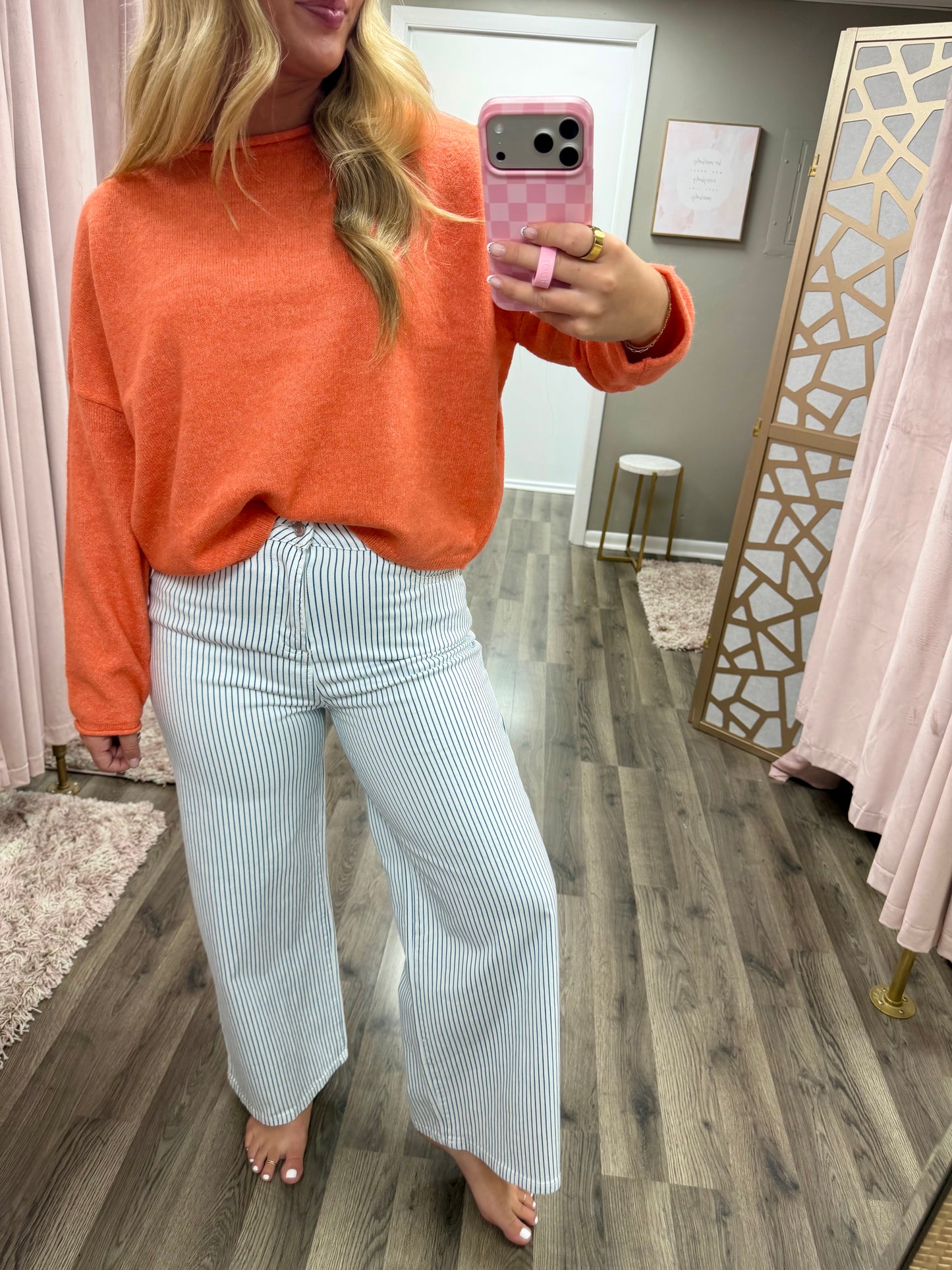 Comfort Stretch Striped Straight Pant