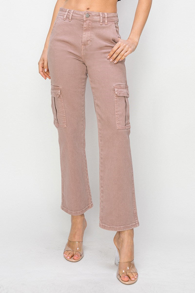 Risen Mauve Crop-Straight Cargo Pants