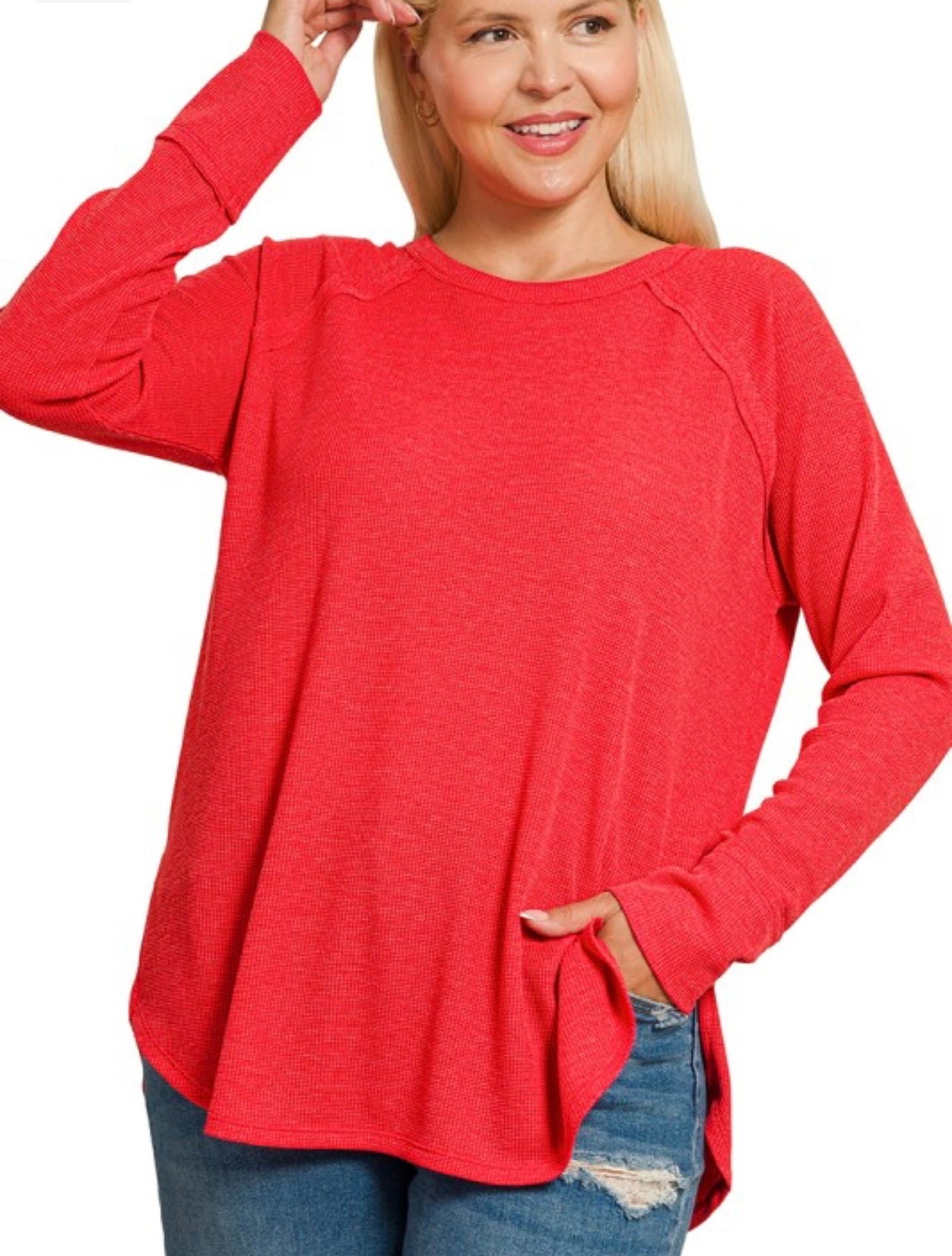Plus Waffle Knit Long Sleeve