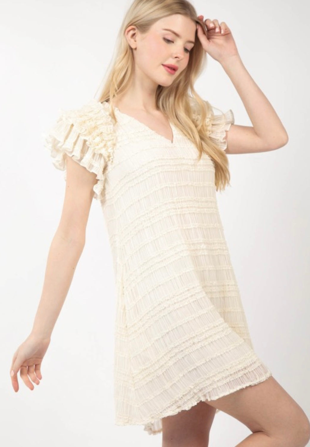 Crinkle Ruffle Mini Dress