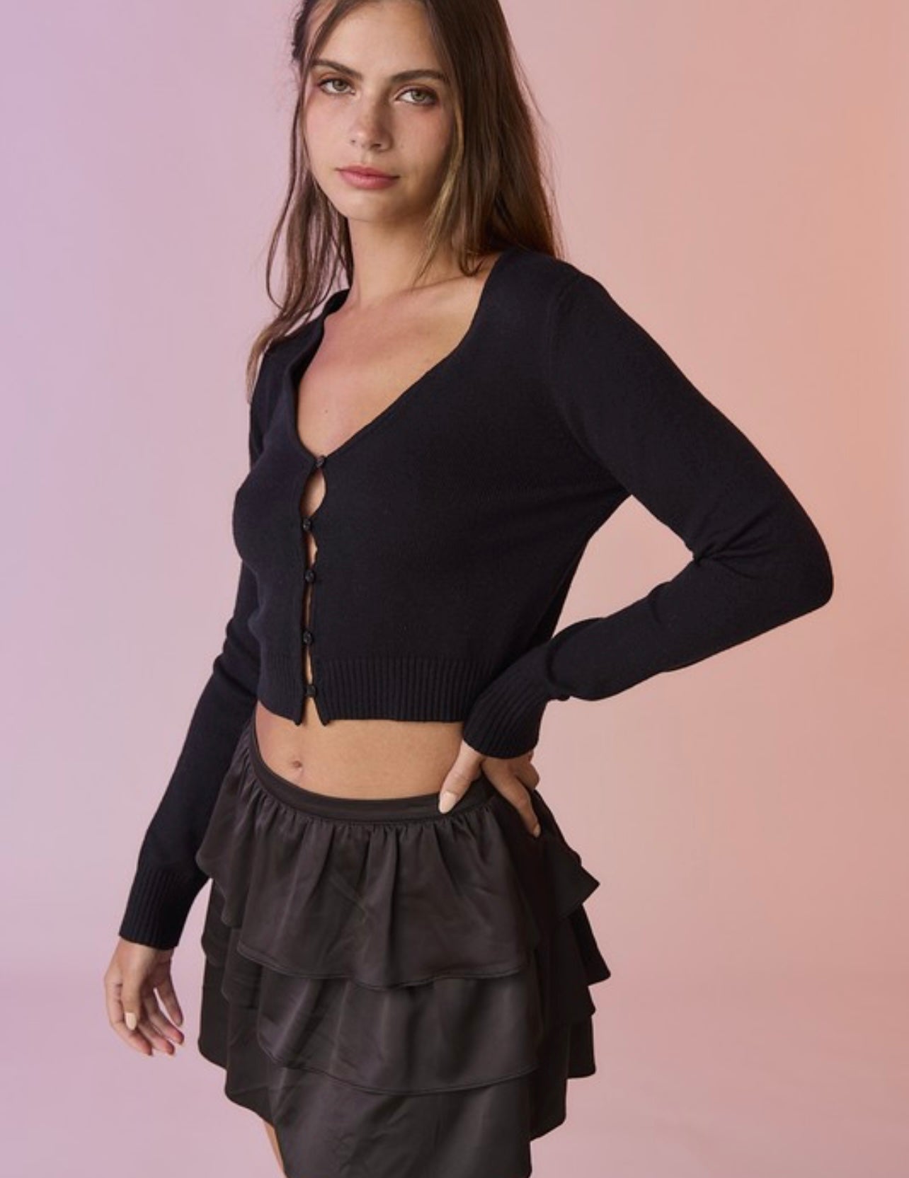 Satin Tiered Mini Skirt