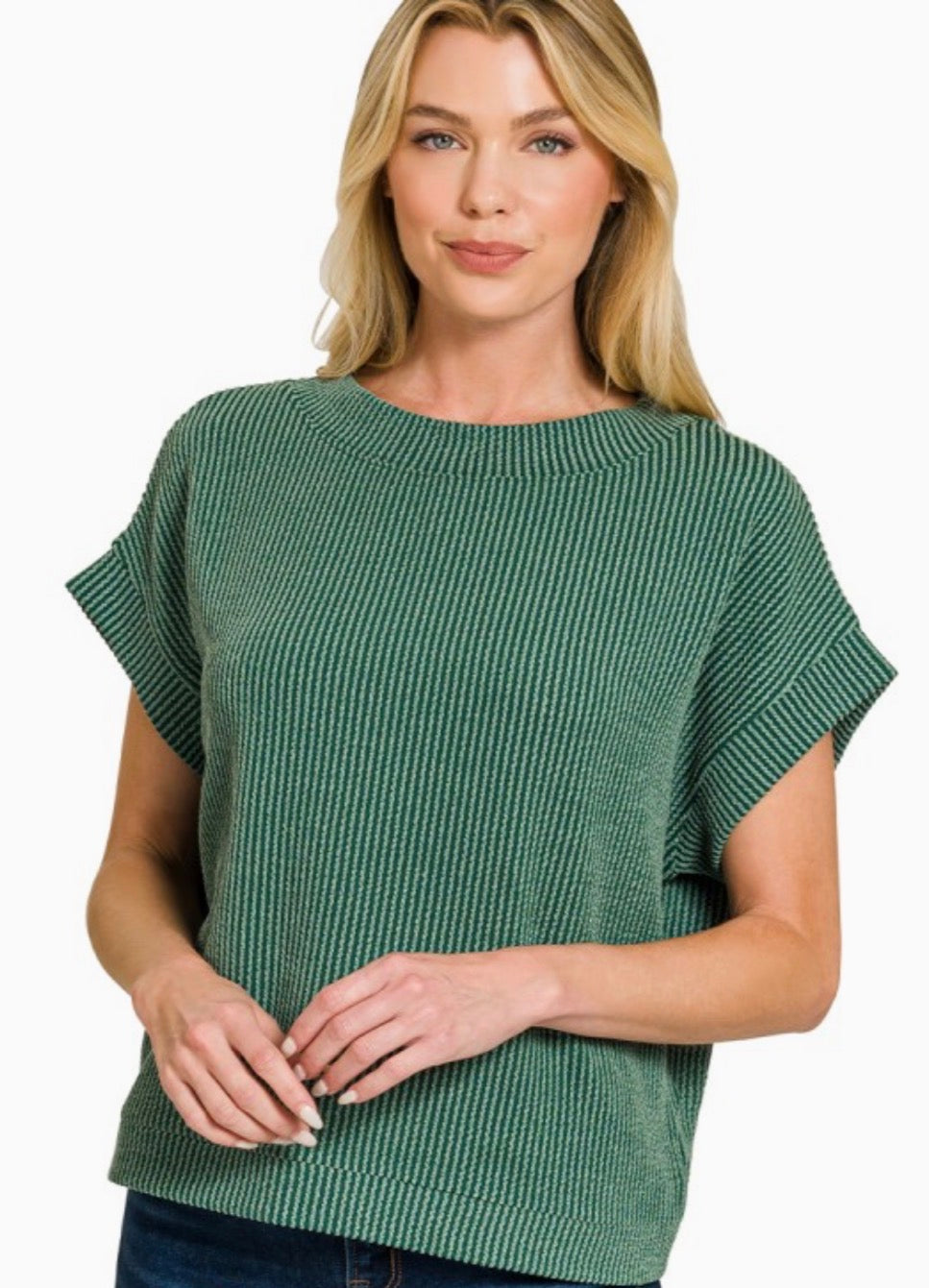 Raised Rib Cap Sleeve Tee