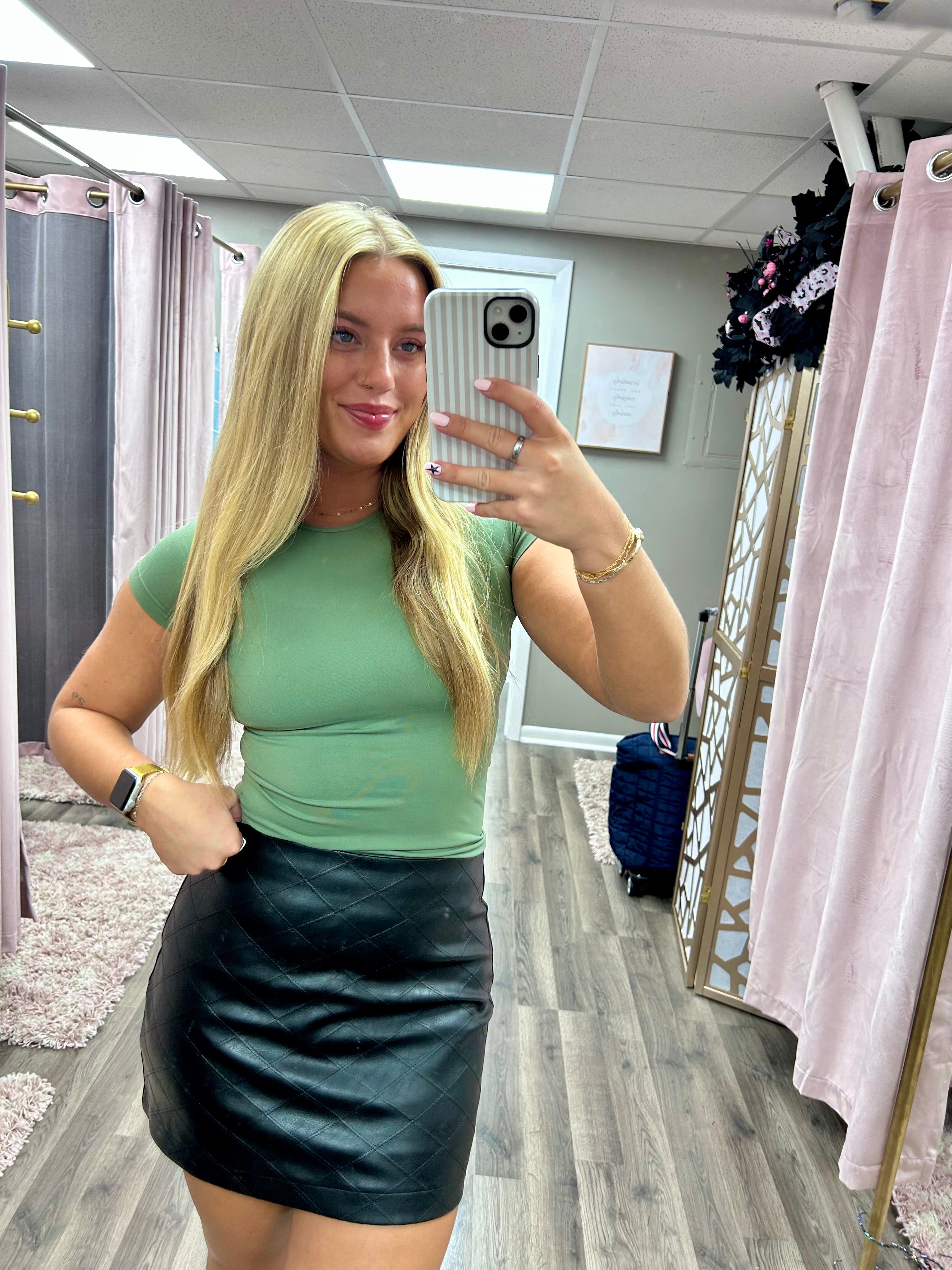 Diamond Pattern Faux Mini Skirt