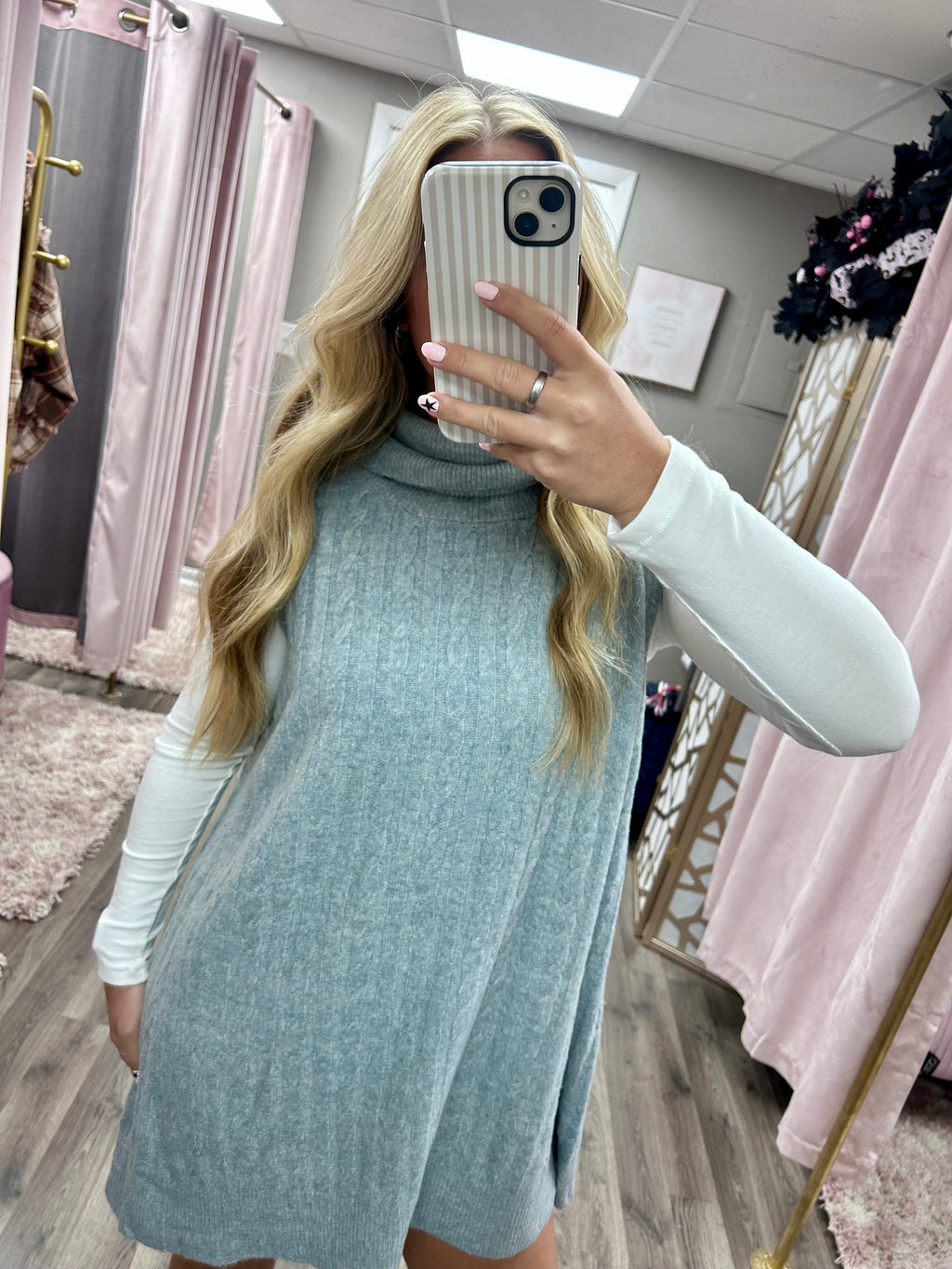 Cable Knit Turtleneck Tunic