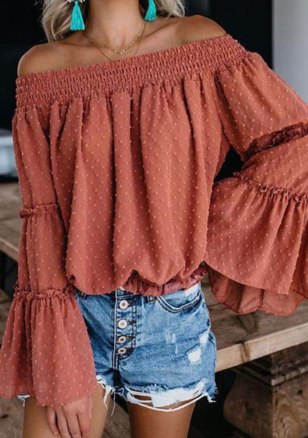 Ruffle Off Shoulder Shirt