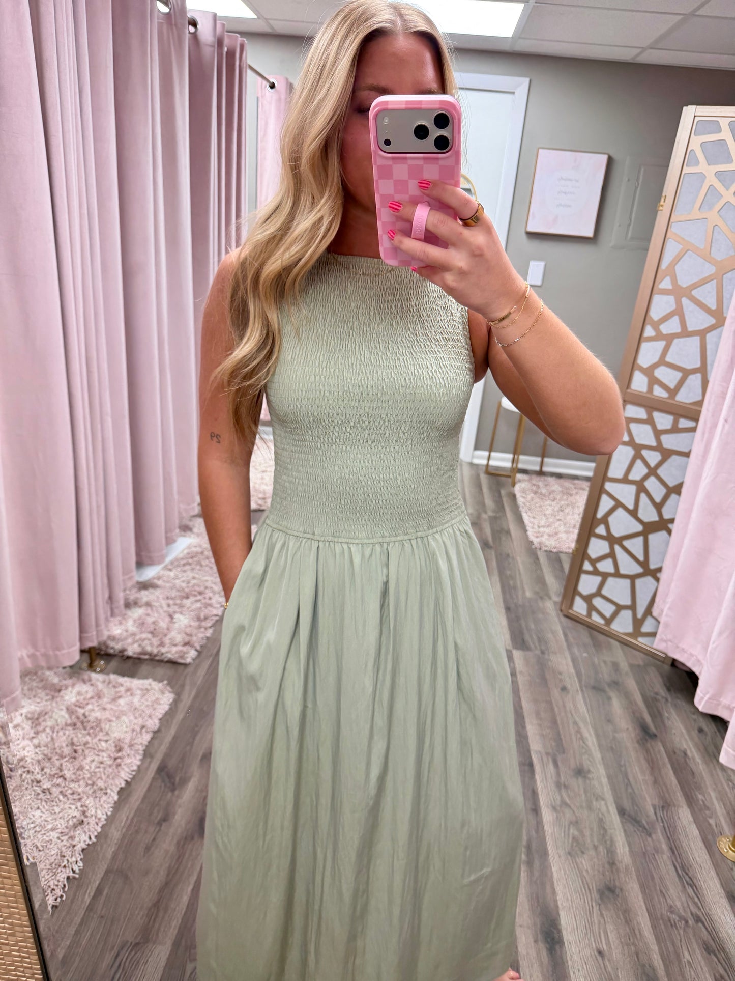 Drop Waist Boatneck Midi Dress