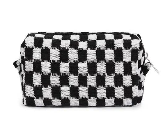 Checkered Mini Cosmetic Pouch