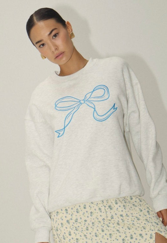 Embroidered Bow Crewneck