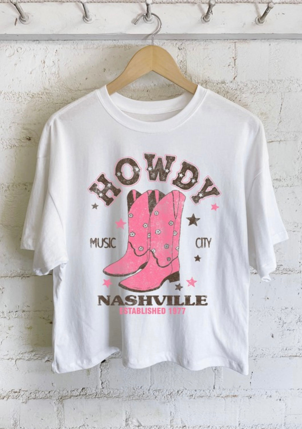 Long Crop Howdy Boots Tee