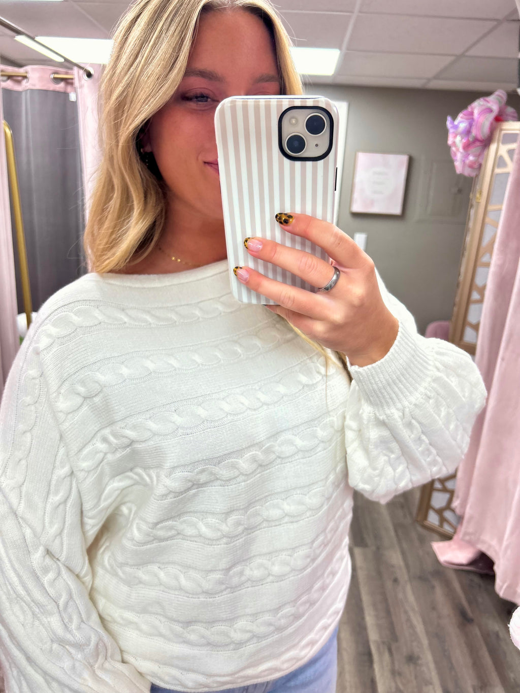 Cable Knit Dolman Sleeve Sweater