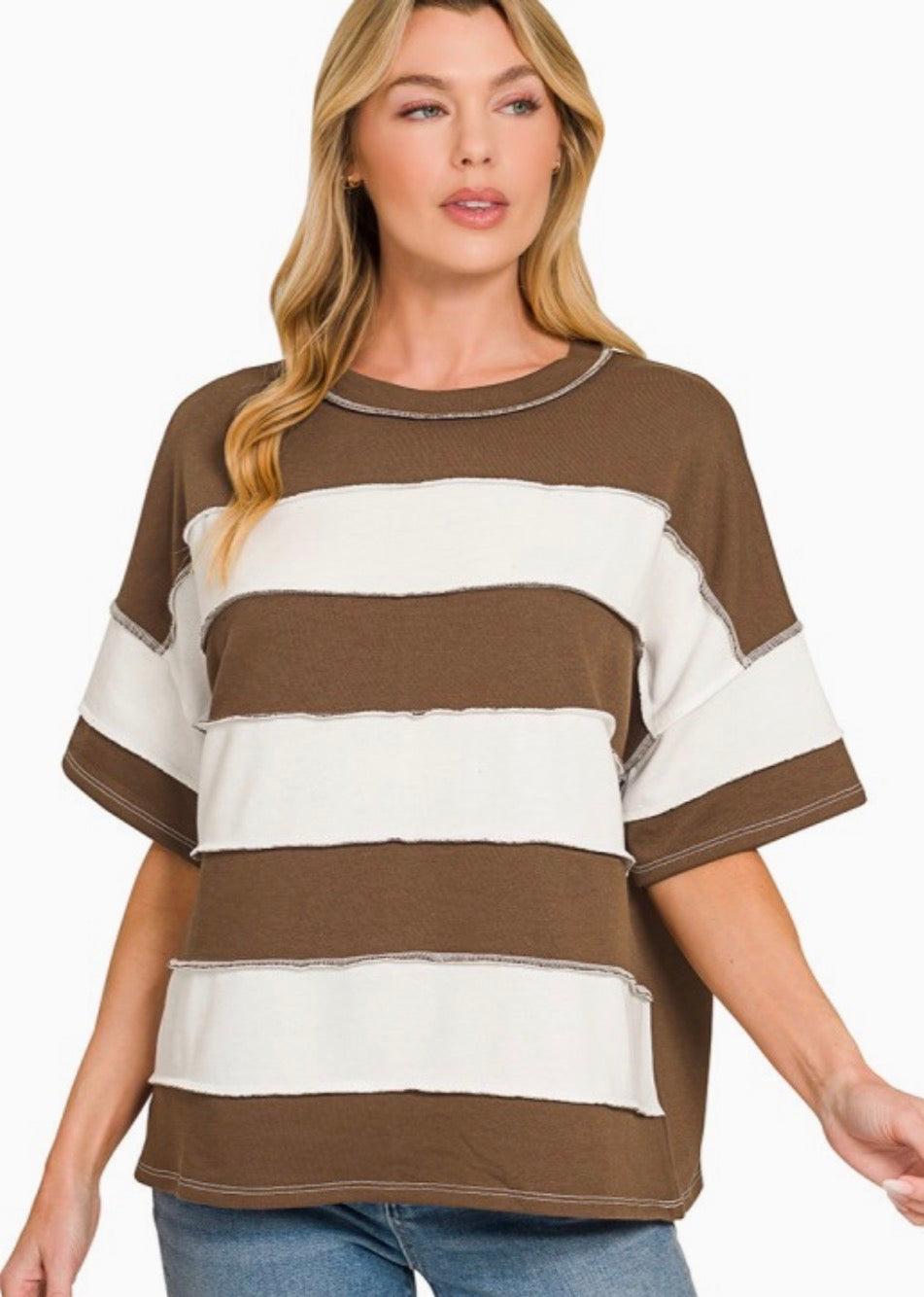 Striped Exposed Seam Top