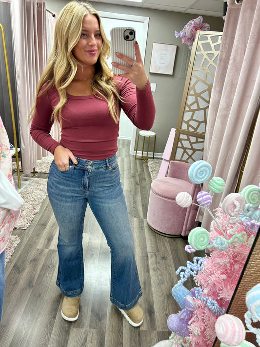 Judy Blue Petite Double Button Flare Jean