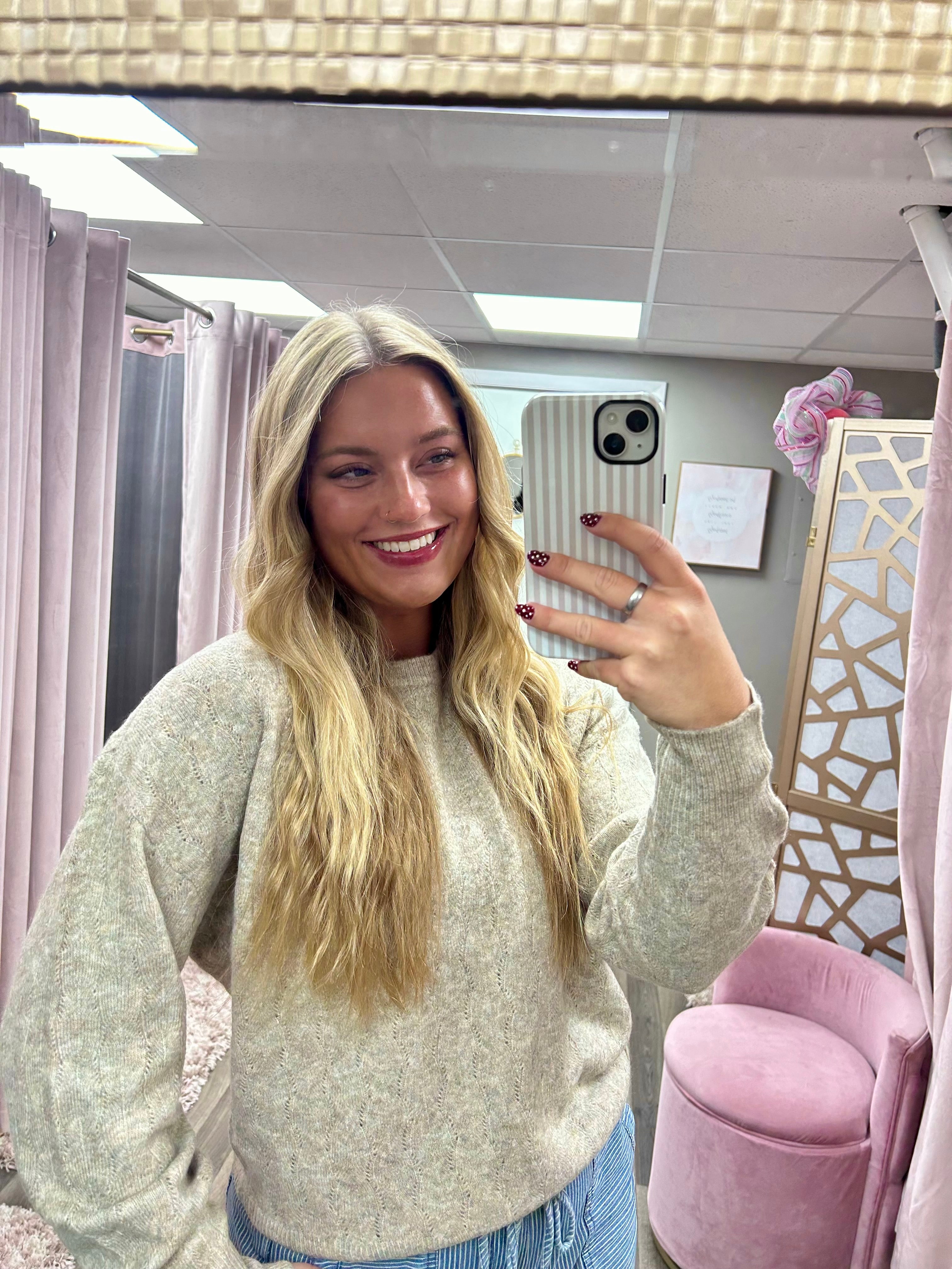 Classic Cut Crochet Knit Sweater