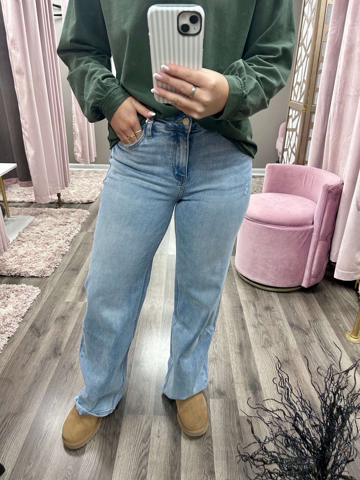 Bayeas Alsa Wide Leg Distress Jean