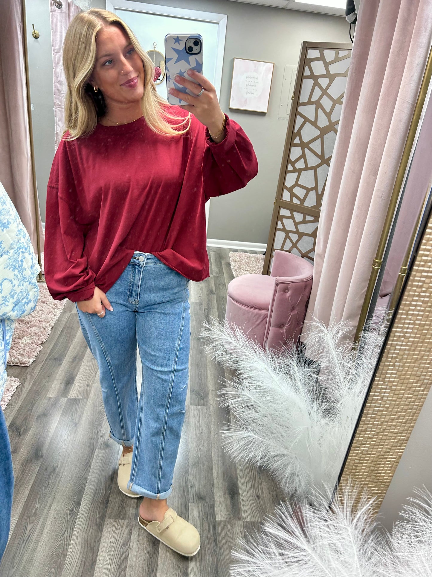 Risen Mid Rise Crop Barrel Jean