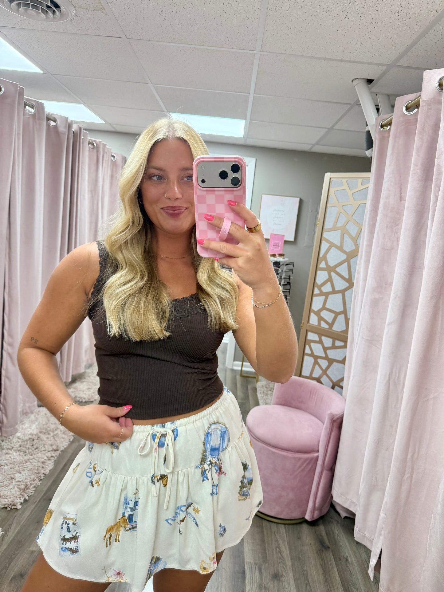 Lightweight Printed Mini Skirt
