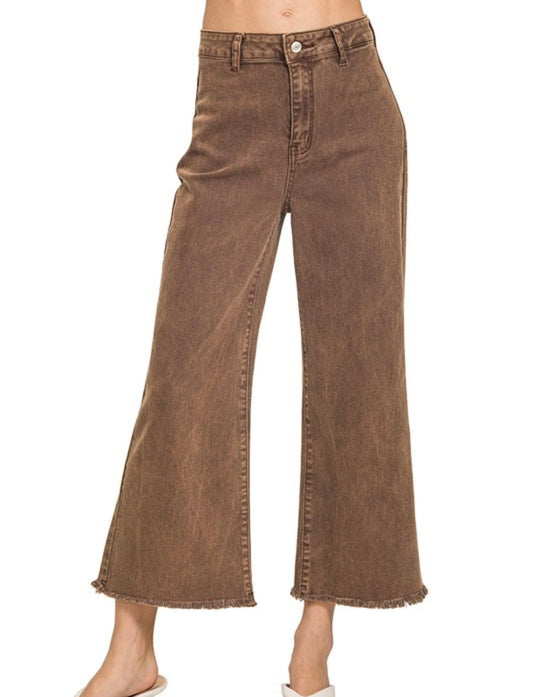 High Waist Fray Hem Straight Jean