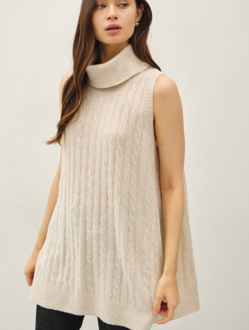 Cable Knit Turtleneck Tunic