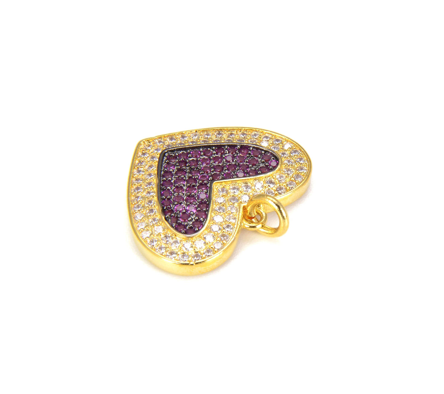 Gold Filled Heart Charm Pendant CZ Micro Pave, CP650