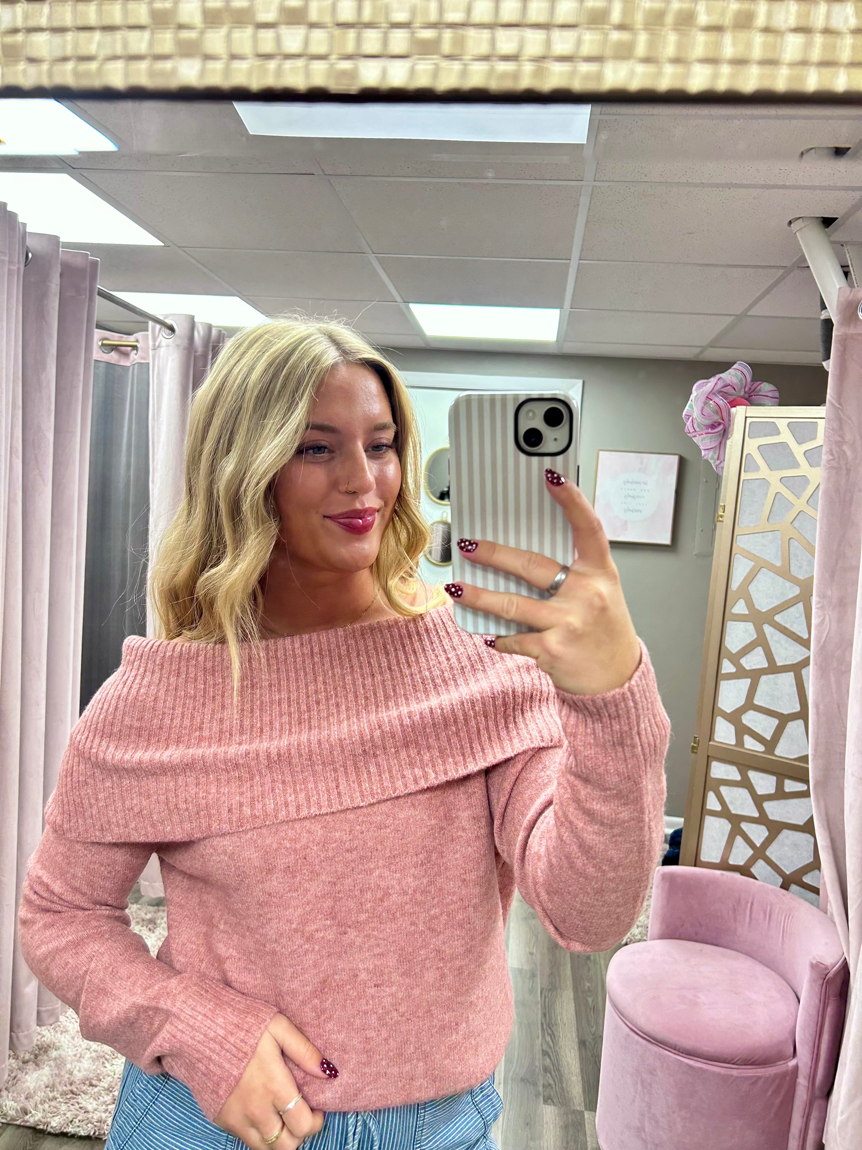 Roll Over Off The Shoulder Sweater