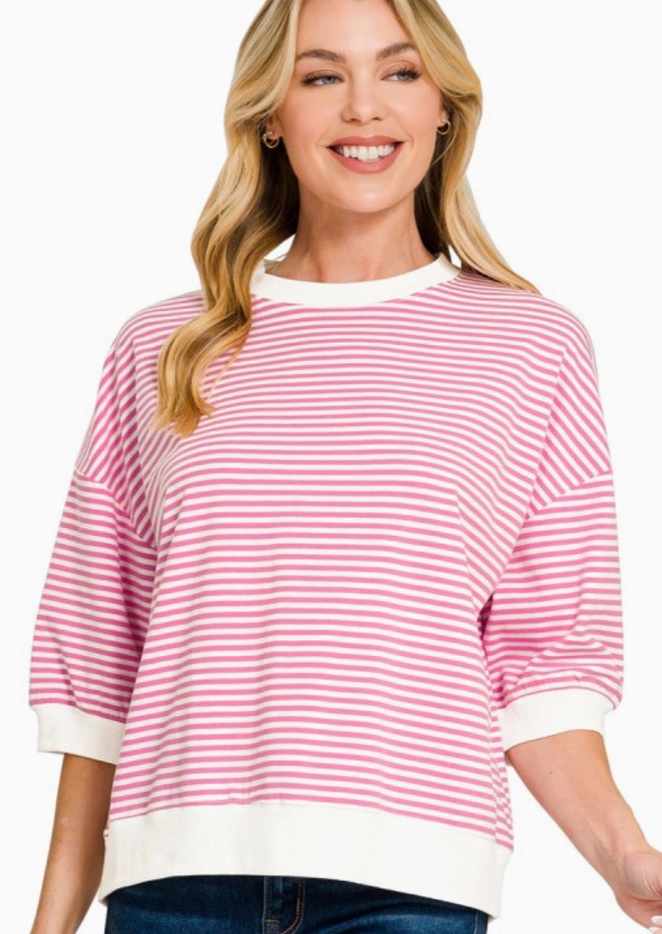 Stripe Contrast Band Top
