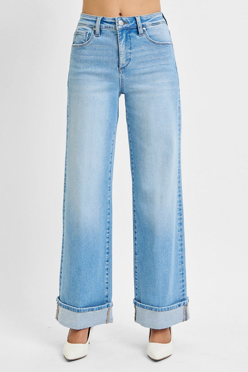 Risen Wide Leg W/Cuff Jeans
