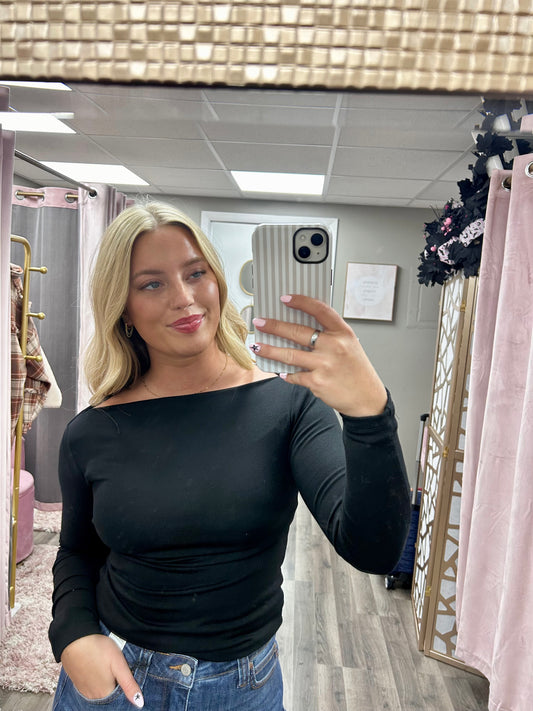 Soft boat neck knit top