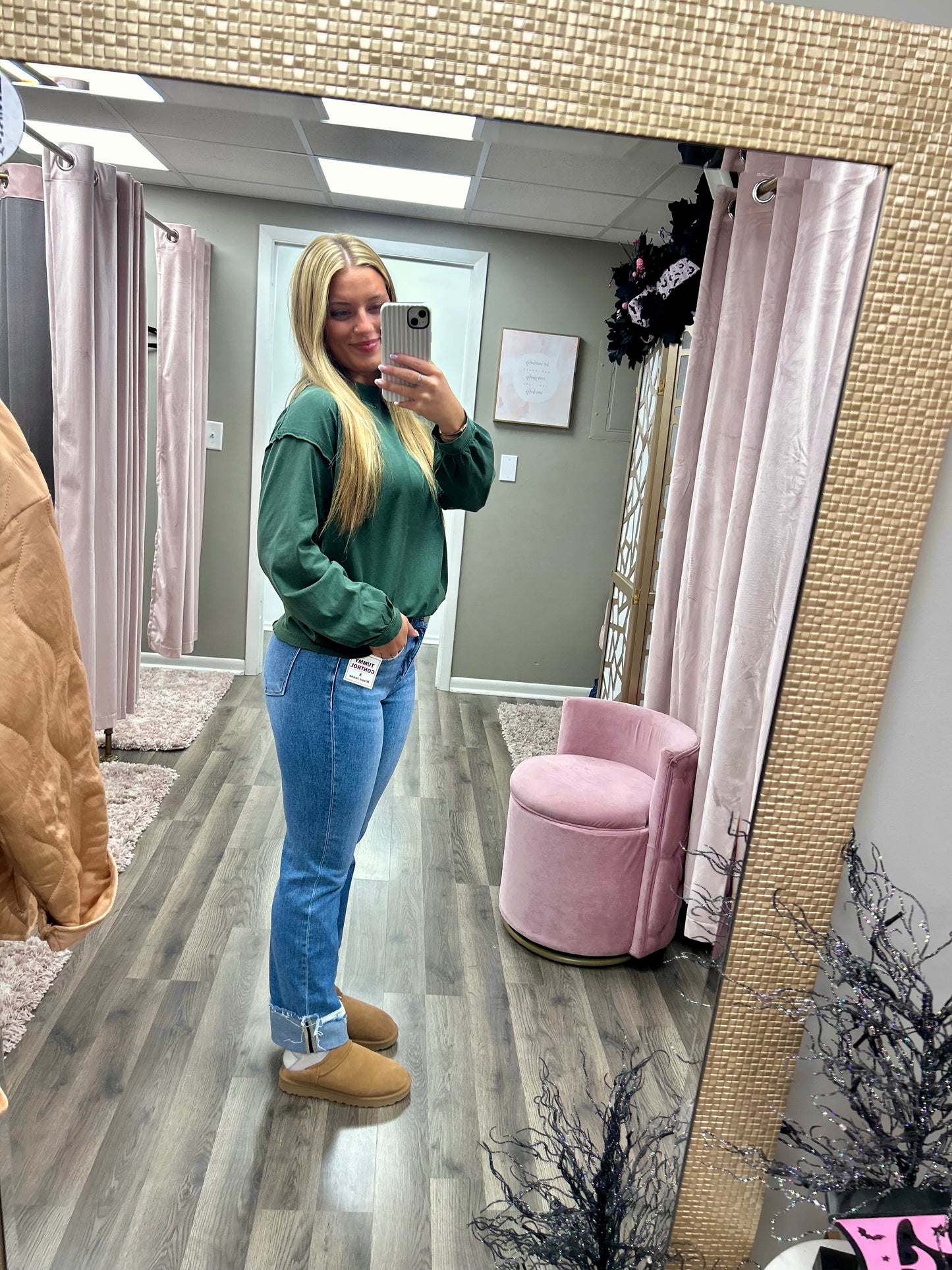 Risen High Rise Straight Cuffed Jean