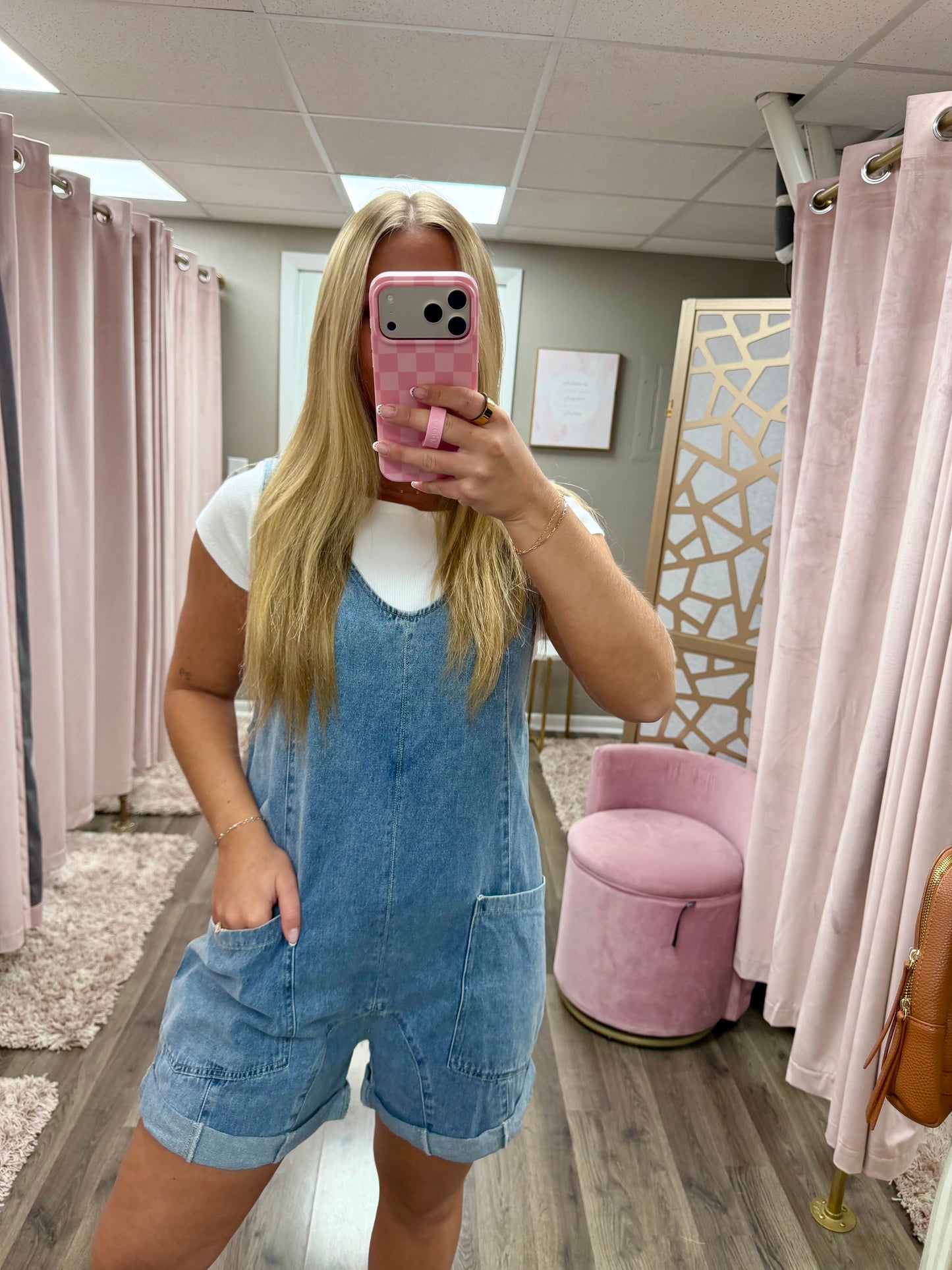 Sleeveless Overall Denim Romper